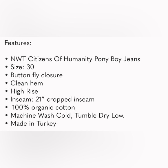 Citizens of humanity pony boy jeans size 30 - Picture 7 of 7